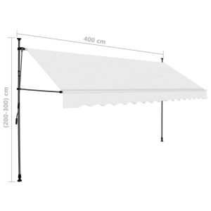 vidaXL Markis manuellt infällbar med LED 400 cm gräddvit - Bild 8