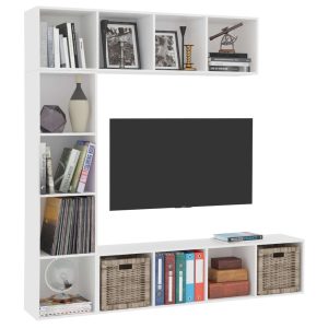 vidaXL Bokhylla/TV-bänk 3 delar set vit 180x30x180 cm - Bild 3