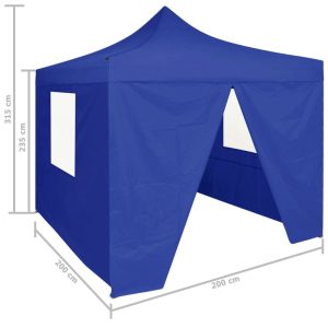 vidaXL Hopfällbart partytält med 4 sidoväggar 2x2 m stål blå - Bild 11