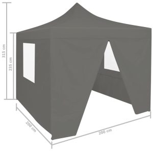 vidaXL Hopfällbart partytält med 4 sidoväggar 2x2 m stål antracit - Bild 11