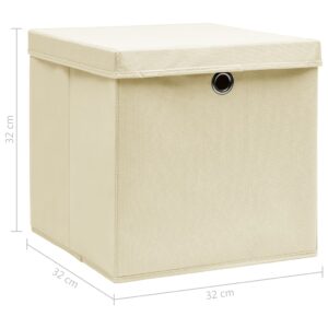 vidaXL Förvaringslådor med lock 4 st gräddvit 32x32x32 cm tyg - Bild 6