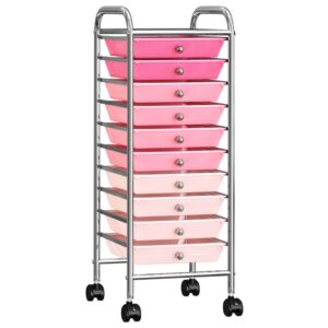 vidaXL Förvaringsvagn 10 lådor rosa plast - Bild 4