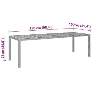 vidaXL Trädgårdsbord grå 250x100x75 cm konstrotting & akaciaträ - Bild 5