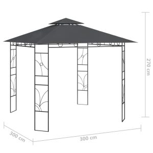 vidaXL Paviljong 3x3x2,7 m antracit 160 g/m² - Bild 5