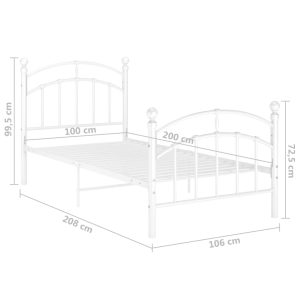 vidaXL Sängram vit metall 100x200 cm - Bild 7