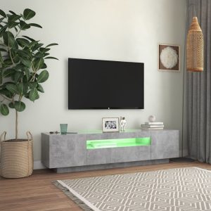 vidaXL TV-bänk med LED-belysning betonggrå 160x35x40 cm - Bild 5