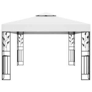 vidaXL Paviljong med dubbeltak och ljusslinga LED 3x4 m vit - Bild 5