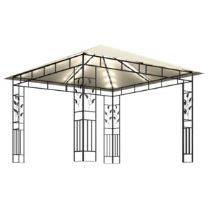 vidaXL Paviljong med myggnät och ljusslinga LED 3x3x2,73 m gräddvit - Bild 4