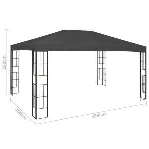 vidaXL Paviljong med ljusslinga LED 3x4 m antracit - Bild 11