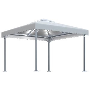 vidaXL Paviljong med ljusslinga LED 300x300 cm gräddvit aluminium - Bild 2