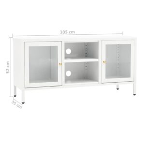 vidaXL TV-bänk vit 105x35x52 cm stål och glas - Bild 10