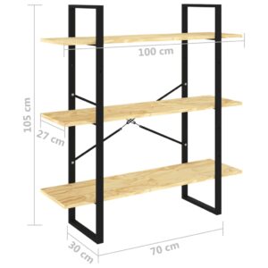 vidaXL Bokhylla 3 hyllplan 100x30x105 cm massiv furu - Bild 8