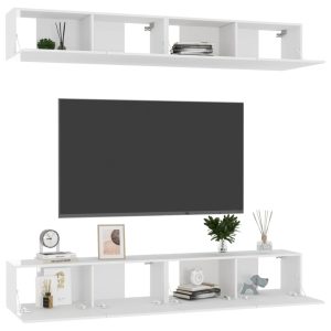 vidaXL TV-skåp 4 delar vit högglans 100x30x30 cm konstruerat trä - Bild 3