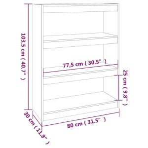 vidaXL Bokhylla/rumsavdelare 80x30x103,5 cm massiv furu - Bild 8