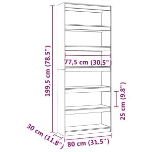 vidaXL Bokhylla/rumsavdelar grå 80x30x199,5 cm massiv furu - Bild 8