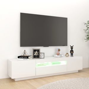 vidaXL TV-bänk med LED-belysning vit högglans 180x35x40 cm - Bild 4