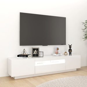 vidaXL TV-bänk med LED-belysning vit högglans 180x35x40 cm - Bild 5