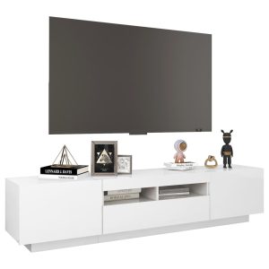 vidaXL TV-bänk med LED-belysning vit högglans 180x35x40 cm - Bild 6