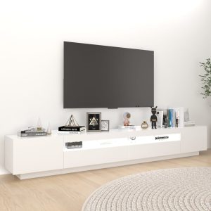 vidaXL TV-bänk med LED-belysning vit 260x35x40 cm - Bild 3