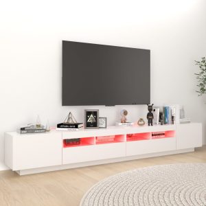 vidaXL TV-bänk med LED-belysning vit 260x35x40 cm - Bild 5