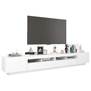 vidaXL TV-bänk med LED-belysning vit 260x35x40 cm - Bild 6