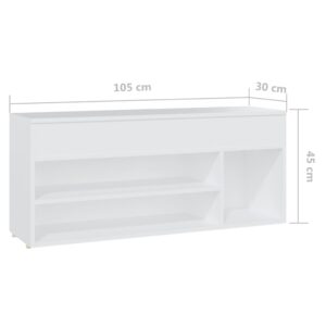 vidaXL Skobänk vit 105x30x45 cm konstruerat trä - Bild 9