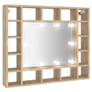 vidaXL Spegelskåp med LED sonoma-ek 91x15x76,5 cm - Bild 2