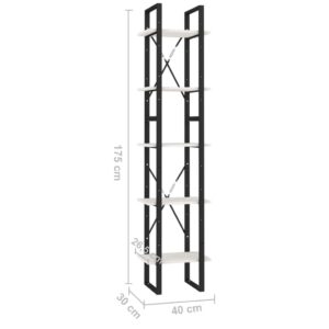 vidaXL Bokhylla 5 hyllplan vit 40x30x175 cm furu - Bild 7