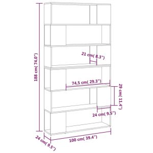 vidaXL Bokhylla Rumsavdelare svart 100x24x188 cm - Bild 8