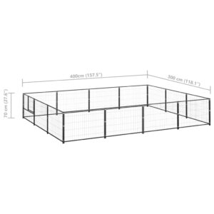 vidaXL Hundgård svart 12 m² stål - Bild 6