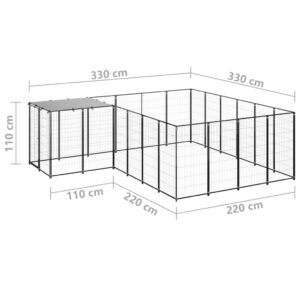 vidaXL Hundgård svart 8,47 m² stål - Bild 6