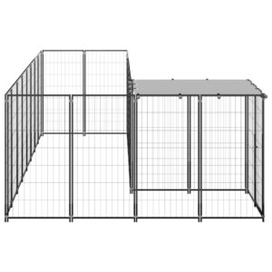 vidaXL Hundgård svart 6,05 m² stål - Bild 3