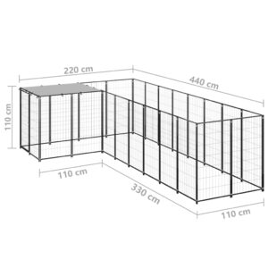 vidaXL Hundgård svart 6,05 m² stål - Bild 6