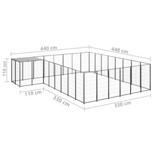 vidaXL Hundgård svart 15,73 m² stål - Bild 6