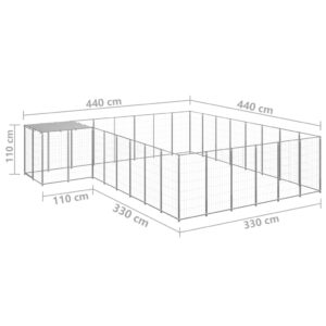 vidaXL Hundgård silver 15,73 m² stål - Bild 6