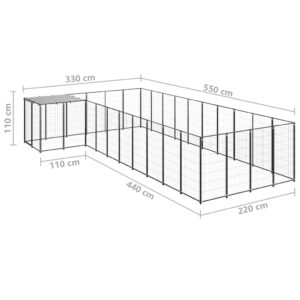 vidaXL Hundgård svart 13,31 m² stål - Bild 6