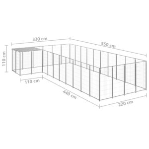 vidaXL Hundgård silver 13,31 m² stål - Bild 6