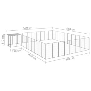 vidaXL Hundgård silver 25,41 m² stål - Bild 6