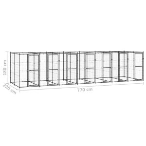 vidaXL Hundgård för utomhusbruk stål 16,94 m² - Bild 6