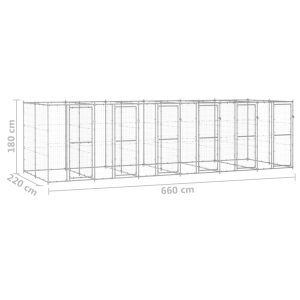 vidaXL Hundgård för utomhusbruk galvaniserat stål 14,52 m² - Bild 6