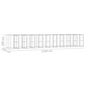 vidaXL Hundgård för utomhusbruk galvaniserat stål 24,2 m² - Bild 6