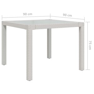 vidaXL Utebord 90x90x75 cm Härdat glas och konstrotting vit - Bild 6