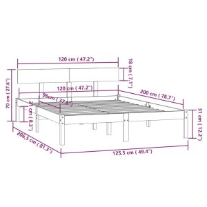 vidaXL Sängram svart massiv furu 120x200 cm - Bild 9