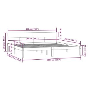 vidaXL Sängram massiv furu 200x200 cm - Bild 9