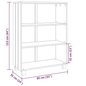 vidaXL Bokhylla HAMAR mörkgrå 85x35x112 cm massiv furu - Bild 7