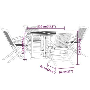 vidaXL Hopfällbar matgrupp för trädgården 5 delar massiv teak - Bild 11