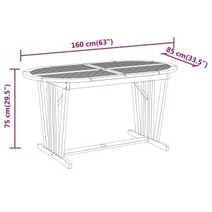 vidaXL Trädgårdsbord 160x85x75 cm massivt eukalyptusträ - Bild 5