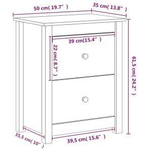 vidaXL Sängbord 2 st svart 50x35x61,5 cm massiv furu - Bild 11