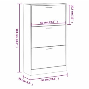 vidaXL Skoskåp vit 63x24x103 cm konstruerat trä - Bild 8