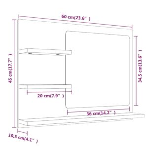 vidaXL Badrumsspegel rökfärgad ek 60x10,5x45 cm konstruerat trä - Bild 8